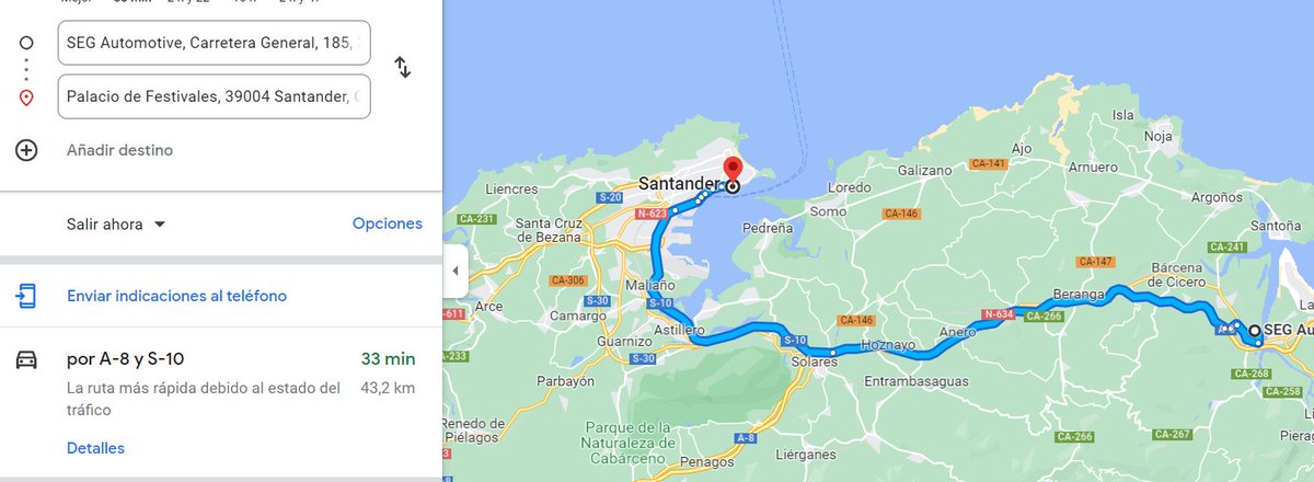 El honrado Pedro Sánchez ha vuelto a realizar un milagro en el espacio tiempo.

A las 17:30 tenía una visita a una empresa cántabra.
La empresa se encuentra a 30 minutos.
El Falcon ha llegado a Santander a las 17:30.
A las 19:00 estaba ya en el mitin en Santander, a 35 minutos de