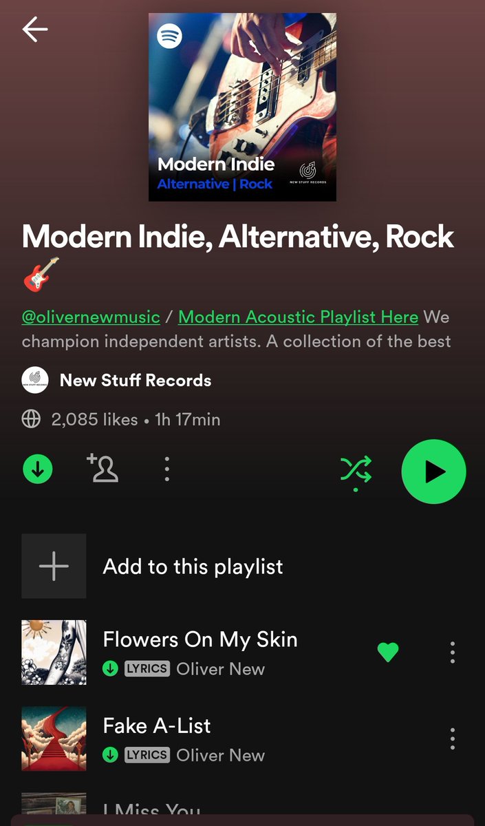 I'm looking for alternative rock from independent and unsigned artists for my growing Spotify playlist 'Modern Indie', comment your music below if interested