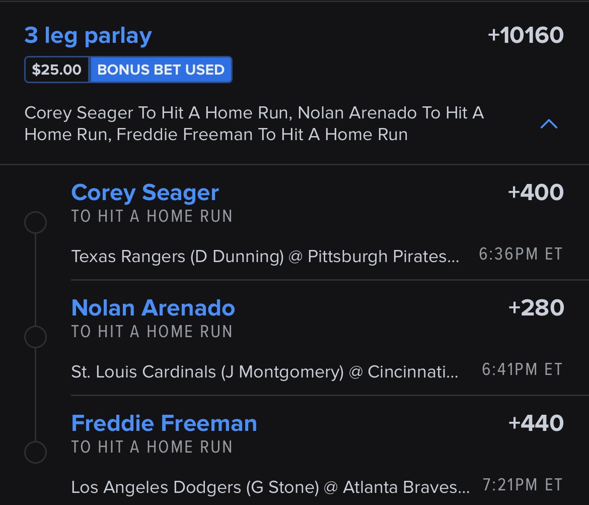 Chedzz's tweet photo. MLB Dinger Parlay w/ @MattyChucks ⚾️🚀

You guys seem to love these and me and Matty were in the same wavelength of players. 

Let’s smack a big one for the community. 

#MLBPicks #GamblingTwitter https://t.co/kNNDiBywkP