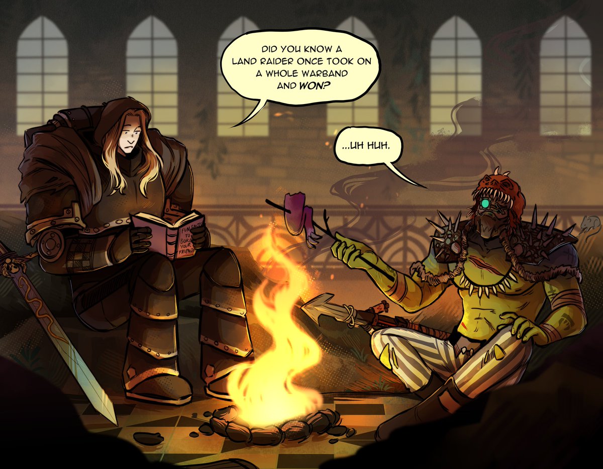 I forgot to post it here but i got myself a stunning piece of art from <a href="/SodaWizard_/">Wizard🧙‍♂️</a> of my lovely ork beast snagga and my friend's fallen OC