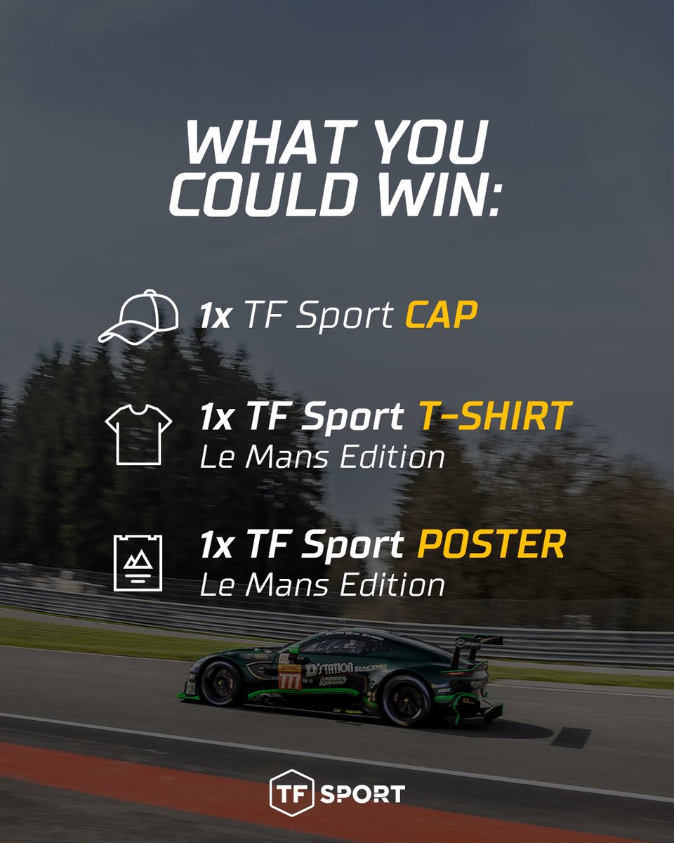 Win with TF Sport! 🏆🤩

Enter the giveaway on our instagram account for a chance to win our amazing #LeMans24 gadgets 😎

Follow this link to se how you can win ➡️ bit.ly/GiveawayTFSport

Competition closes on May 29 at 23:59 🇬🇧 

Good luck 🫶☺️ 

#TFSport #Giveaway