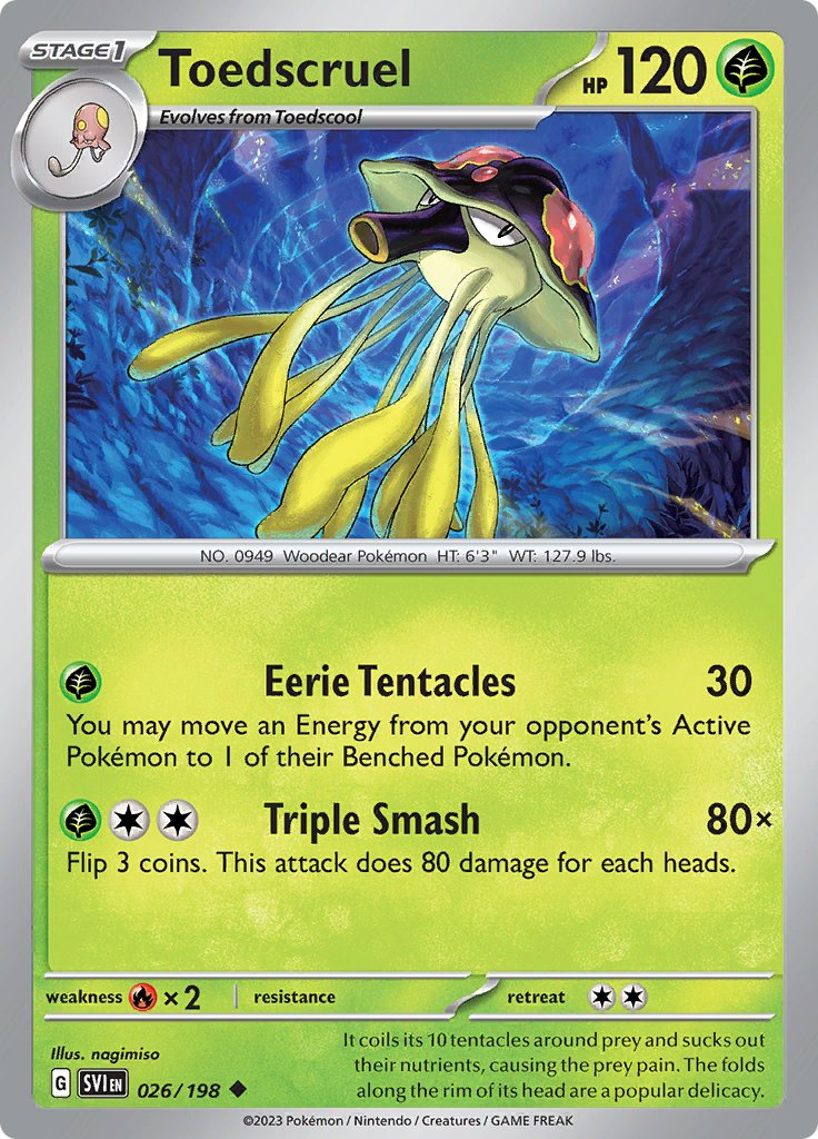 JET_TAGs_TCG's tweet image. #Toedscool----HP 60 🥬
#WoodearPokémon

#Toedscruel----HP 120 🥬
#WoodearPokémon

#Pokemon #PokemonScarletViolet #PokemonScarletandviolet 

Pinterest 📌 : pinterest.com/jettagst/
Tumblr 🥃 : tumblr.com/blog/jet-tags-…
