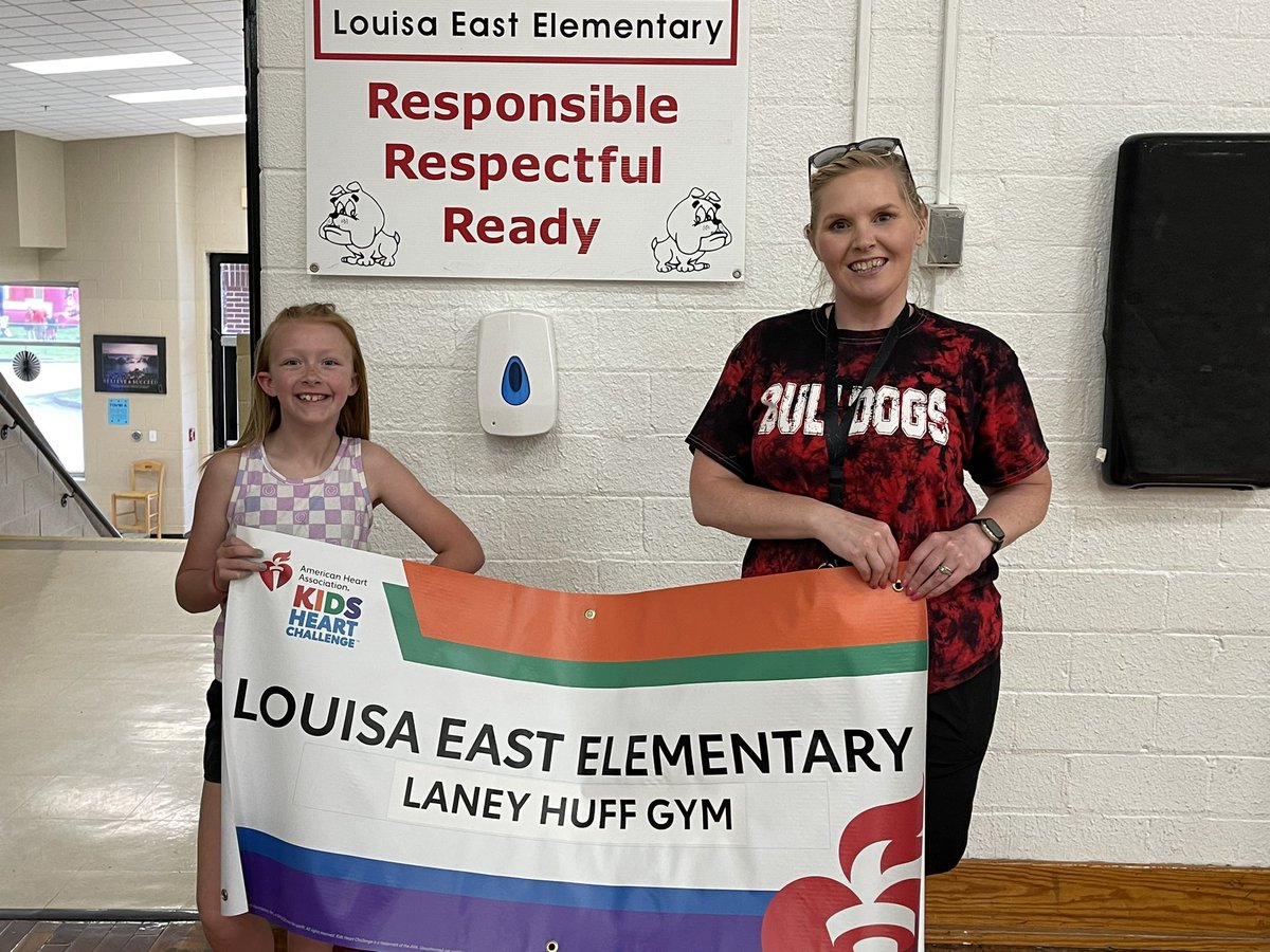 PhysEdPups's tweet photo. Welcome to Laney Huff Gym!! The last prize for the #kidsheartchallenge top fundraiser! @east_louisa https://t.co/3GtkQiKWBJ