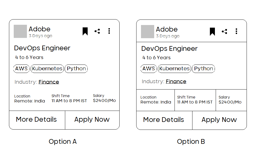charviigoyal's tweet photo. 🤔 Can't decide between Option A &amp; Option B? 🤷‍♂️

Which one do you think would make a job posting shine brighter? ✨

Drop your thoughts below! Let's settle this in style! 💼💡

#UXDebate #JobPosting #OpinionMatters https://t.co/Pgm5wDCMCW
