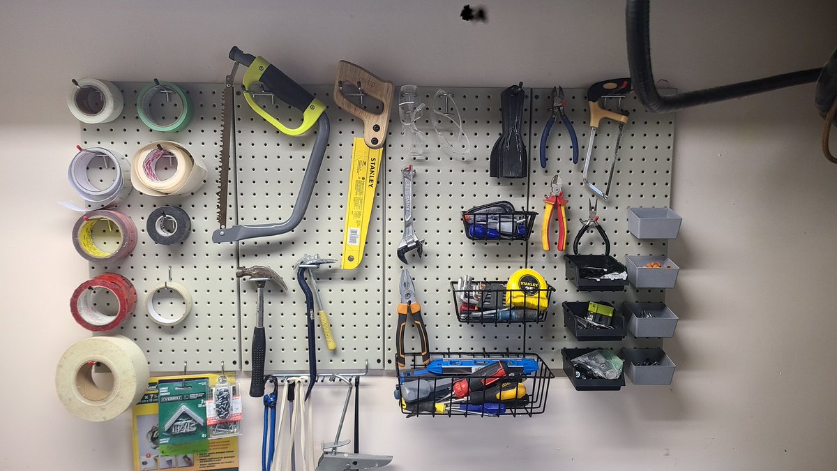 DansInCanada's tweet photo. Spent the morning putting up my new peg board. Sometimes I wish my life would slow down a little. https://t.co/zECRgo8Ahv
