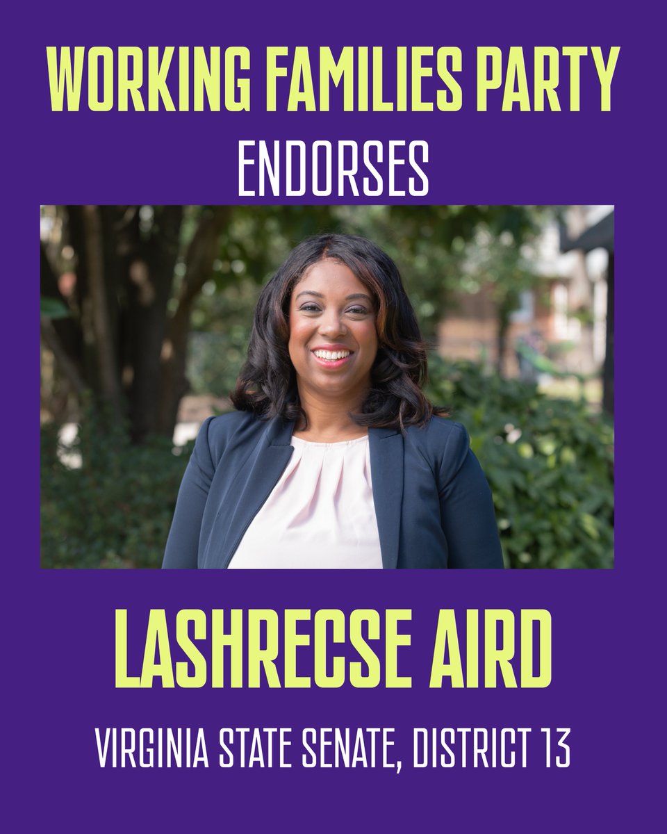 WorkingFamilies's tweet photo. We're endorsing @lashrecseaird for State Senate in District 13.

Aird is running against the last anti-abortion Democrat in the State Senate. We're excited to help get her over the finish line. https://t.co/zO3sSZVKSx