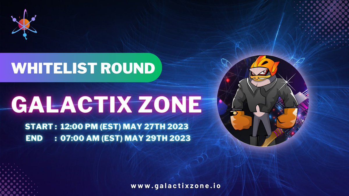 GalactixZone's tweet photo. ๐ข Don't miss out! ๐โจ
โณ Galactix Zone Whitelist registration is OPEN until May 25th, 12PM EST.
๐ Whitelist Round starts on May 27th, 12PM EST.
๐ Secure your spot now and be part of the next gaming revolution! #GalactixZone #Whitelist #NFT #sdNFT #Crypto https://t.co/B3lAsBjAI5