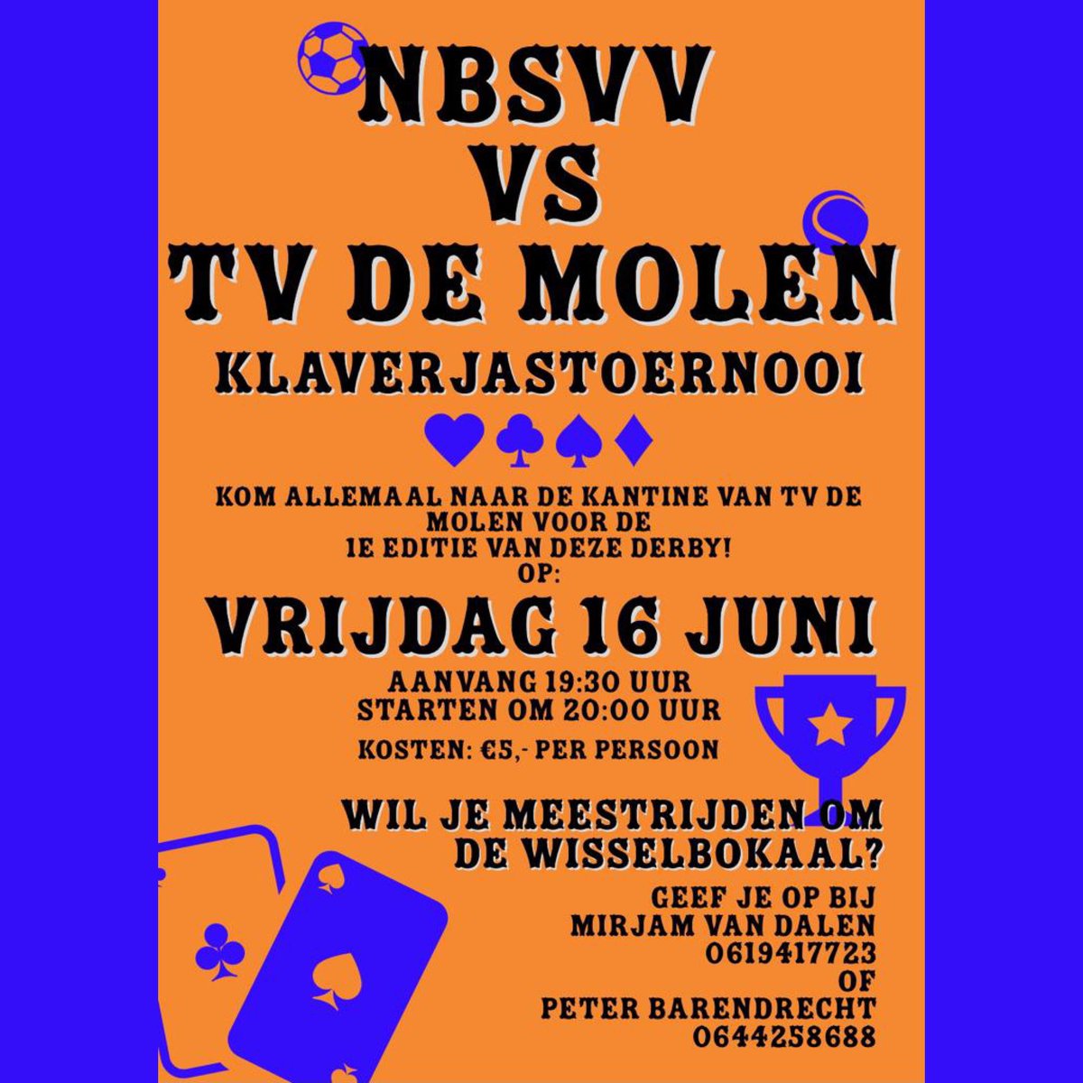 Wie komt er gezellig Klaverjassen? 
#nieuwbeijerland #klaverjassen #derby #nbsvv #tvdemolen