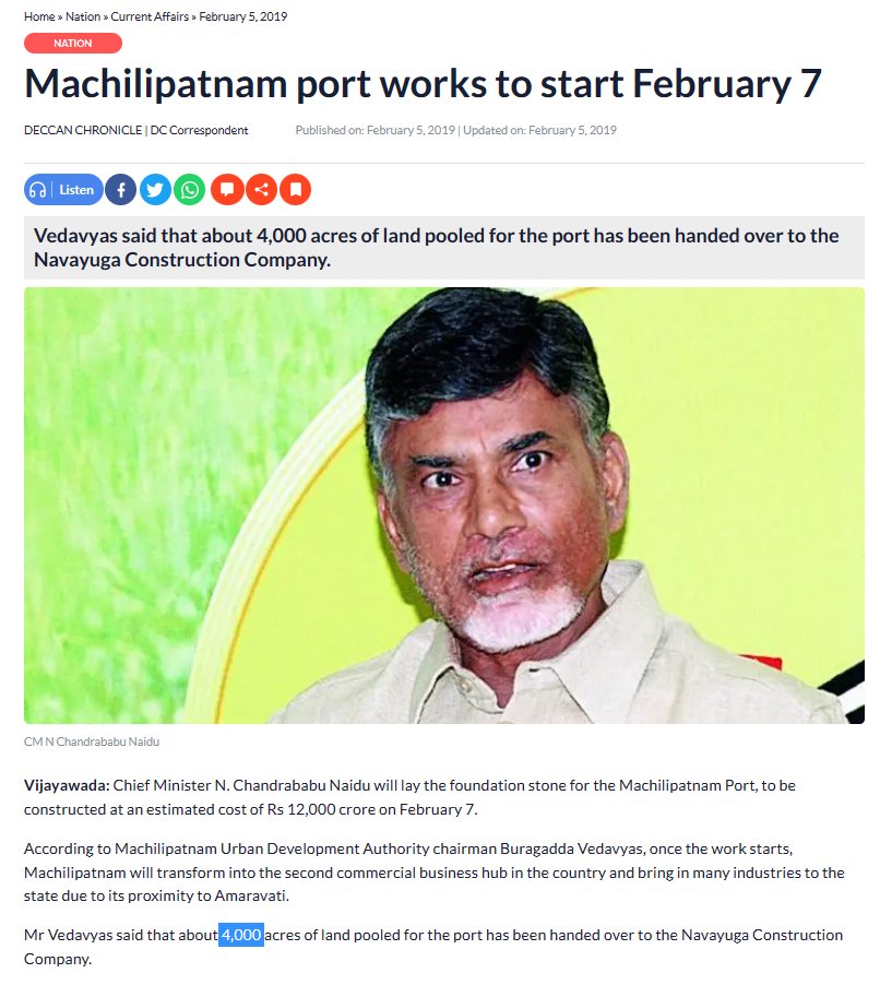 eclector1419857's tweet photo. @JaiTDP/ @ncbn Govt.
2015
Andhra Pradesh #Port Policy
2017
Machilipatnam Urban Development Authority formed
Bids for MUDA
2015-2019
Almost 4000 Acres land pooled
2019
work started
#AP #Maritime Board-procedures & approvals almost completed
@APMB_Official
#MachilipatnamPort https://t.co/7qB24m9kRh