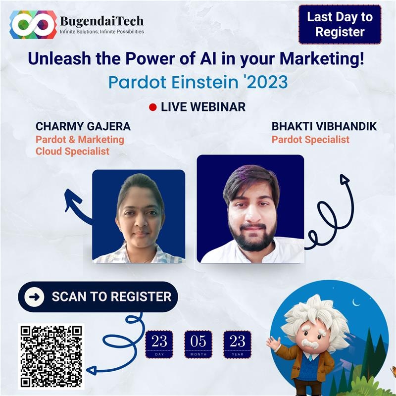 📢 Friendly reminder! 🗓️

Don't forget to mark your calendars for the upcoming #Pardot Einstein webinar 2023, happening tomorrow. ⏰

Register now and make sure you don't miss this incredible opportunity! 🎉

#BugendaiTech #bugendaiohana #Event2023 #SaveTheDate