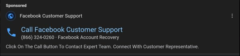 silentshushu's tweet photo. @anydesk here is not @fackbook and @google seems to be ok running this ad for large scam call center #scamalert #scambait #fakeads #fakefacebook #report https://t.co/G8Bycxvwqk