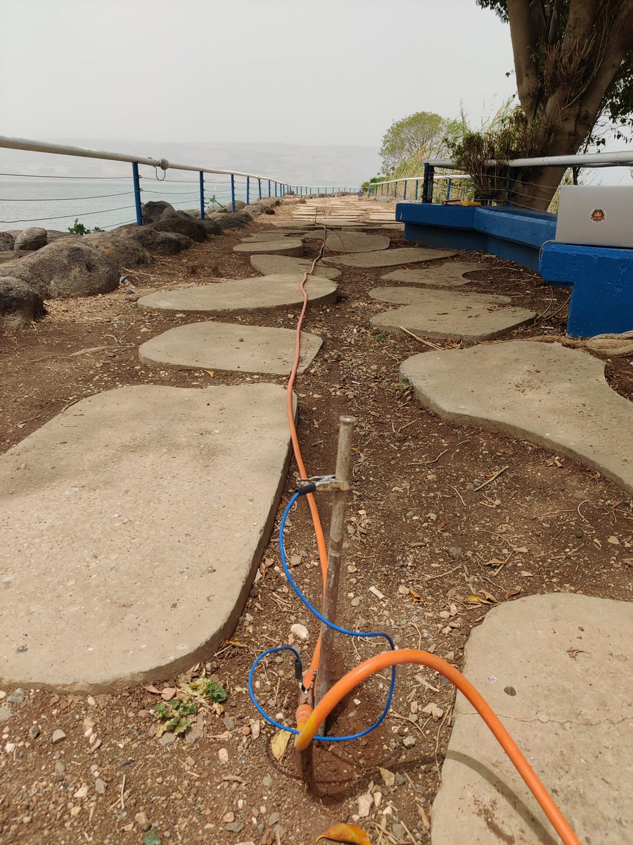 Today we conducted Electrical Resistivity Tomography (#ERT) measurements on the coast of #LakeKinneret #SeaofGalilee to identify saline water distribution underneath the lake with the twitterless one and only #Eldad_Levi from the #Geophysical_Institute_of_Israel (#GII) #IOLR