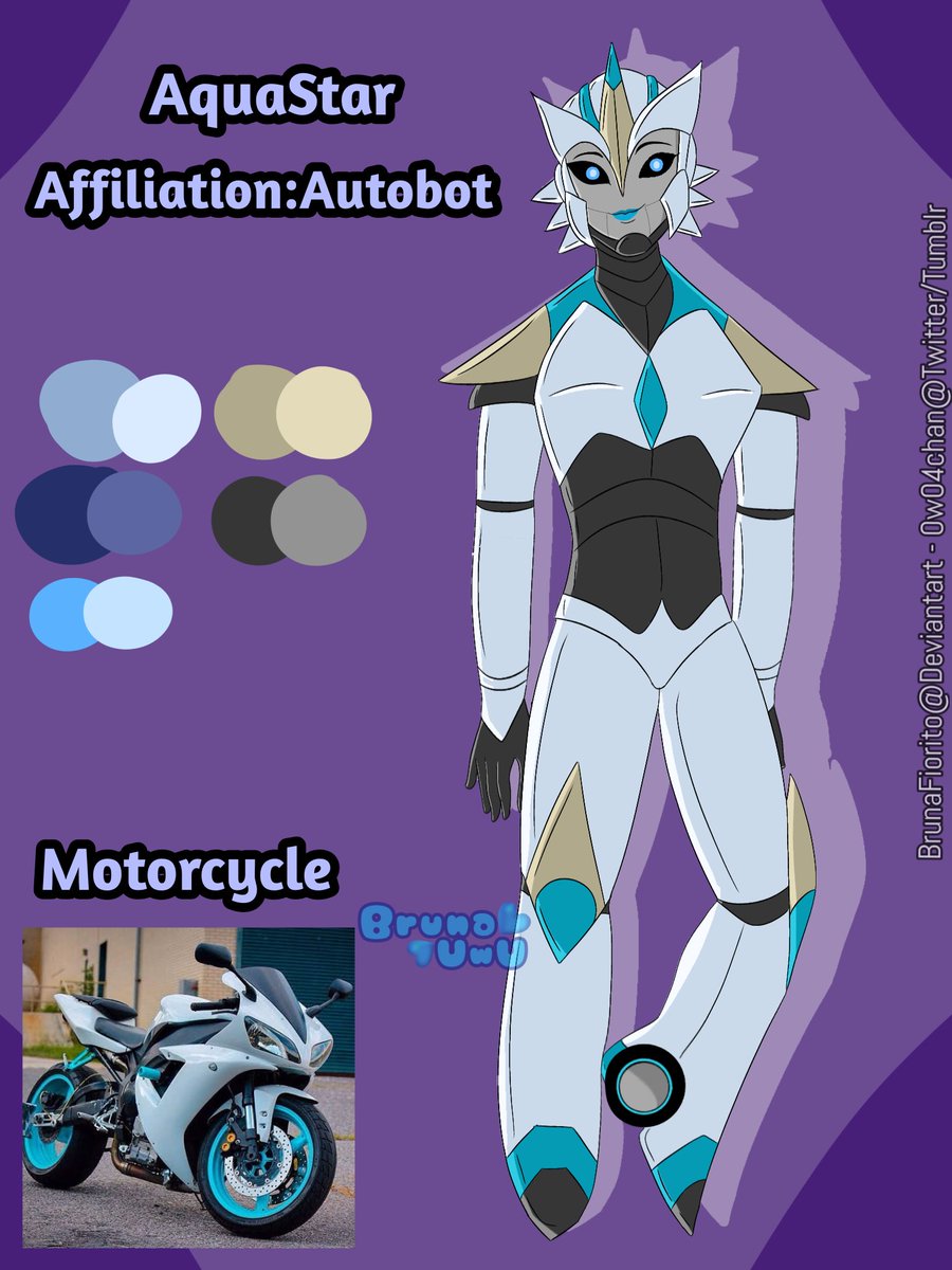 My Transformers oc :3 💙
(I finally did it lol)

Name: AquaStar
Affiliation: Autobot
Vehicle: Motorcycle

(I've never made a robot oc like this before, I'm still learning...I like the result)
#Transformers #transformersoc #tfoc
#ibisPaintX #ArtistOnTwitter #fembot #bluecolors