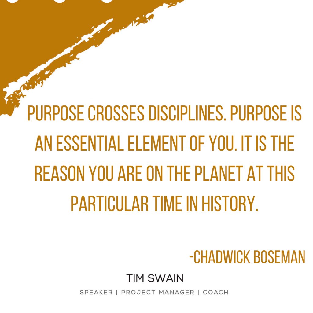 Discovering your purpose if half the job. Discover it, then pursue it with all your heart. #Mondaymotivation #timswain #purpose