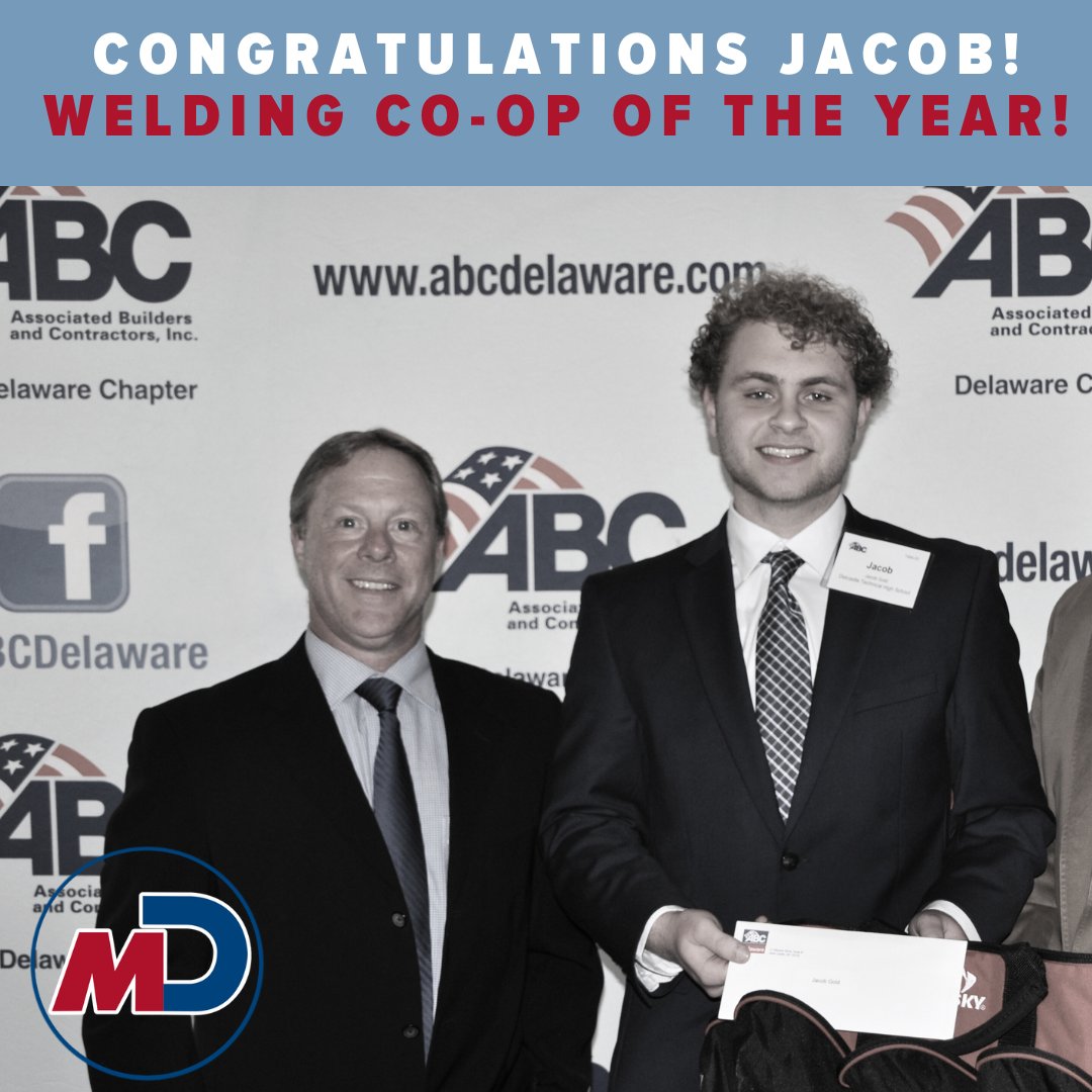 MDavisAndSons's tweet photo. Congratulations to Jacob Gold, Welding Co-Op of the Year from Delcastle Technical HS. We are thrilled to have you on our team!
#mdavisproud
#welding
#NCCVT https://t.co/W4WpMigAoq