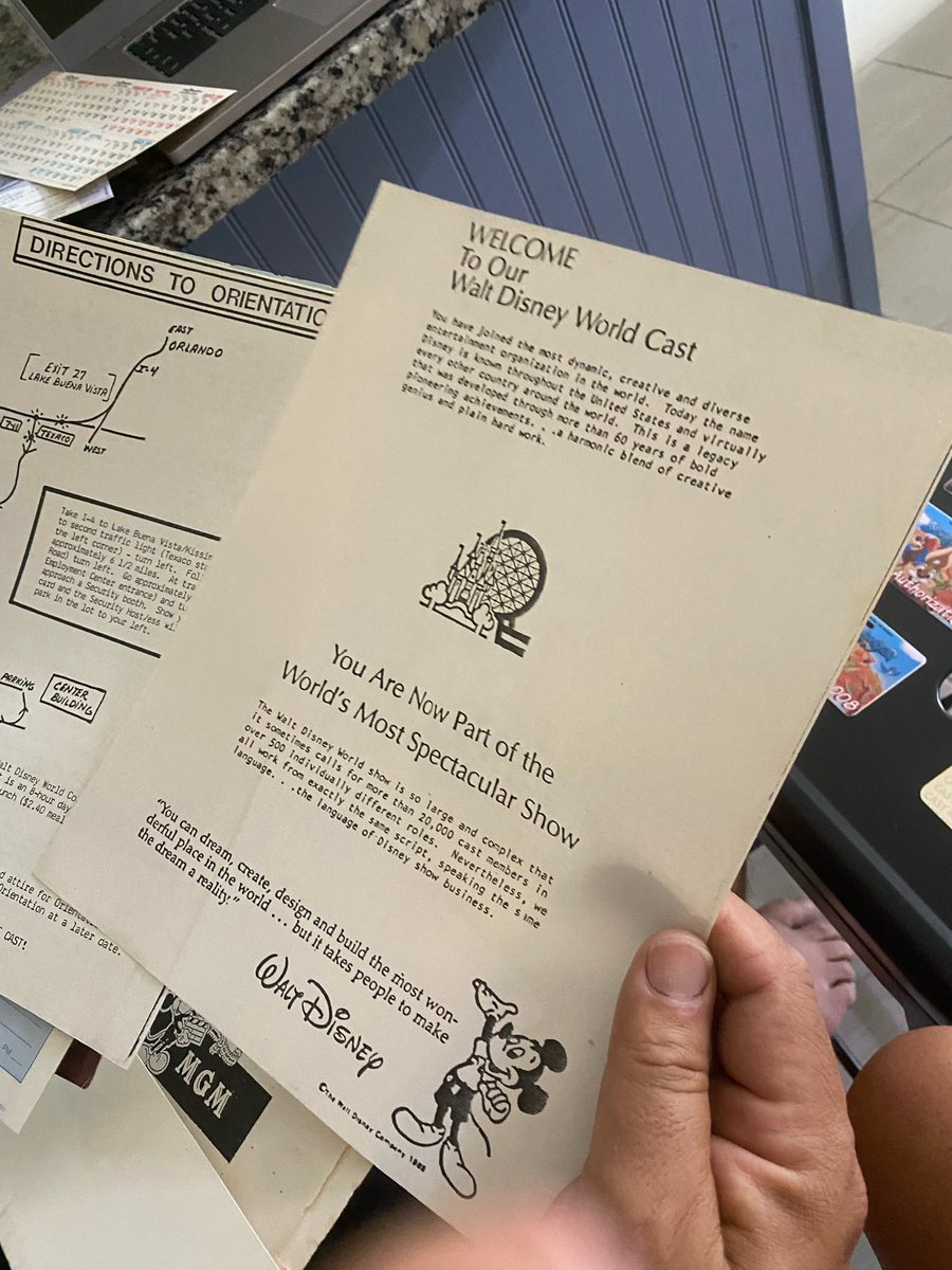 Bill_Barto's tweet photo. @LBVHistory I found my original Traditions packet from 1989, a Disney MGM welcome binder with some amazing information,  a bunch of old park maps and other stuff. I’d like to donate it so others can see, if you think it’s unique enough. What’s the best way to preserve these? https://t.co/7E091qnJmK