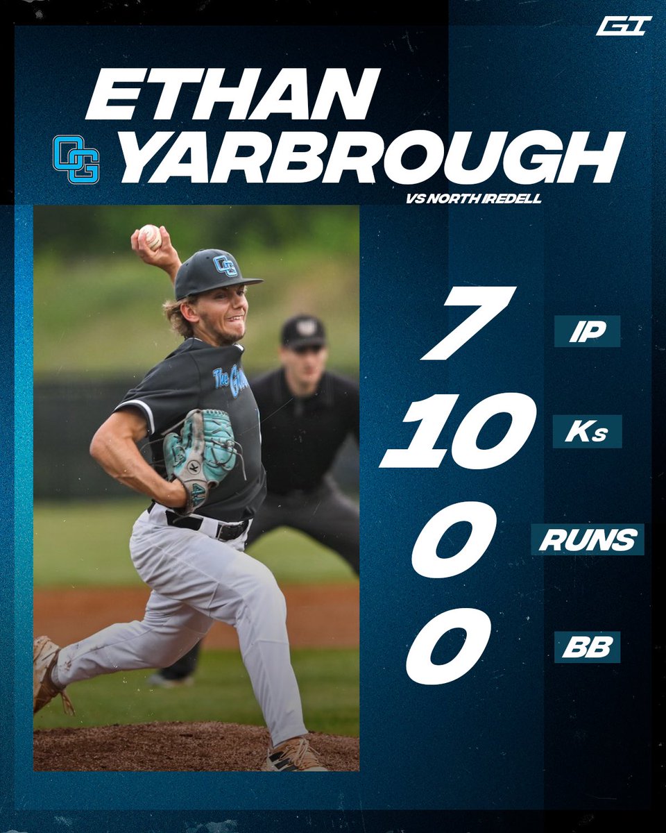 .<a href="/EthanYarbrough7/">Ethan Yarbrough</a> was DEALIN’ Friday night‼️ He threw a complete game shutout as Oak Grove defeated North Iredell to advance to the 3A West Regionals⚾️