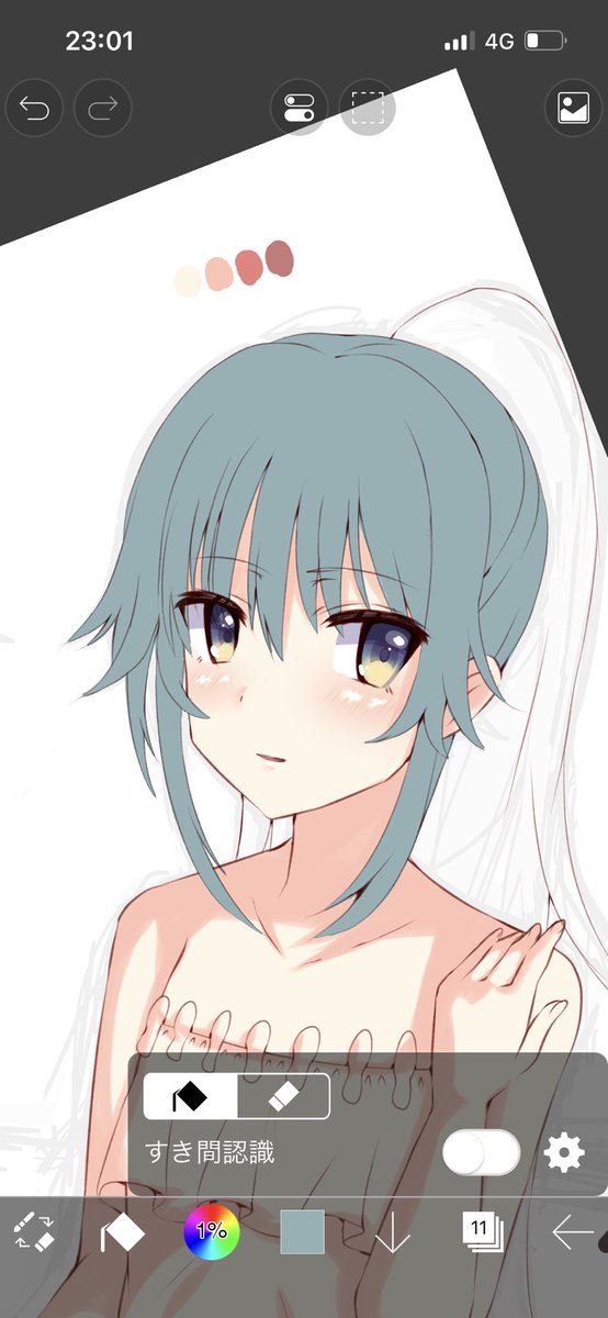 sHIMA531's tweet photo. #ShimAの描き方
髪塗ります。
銀髪の子なので色ついたので塗って白くしました。
そしてここから乗算塗りに移行します。影色は3枚目にある通り。
(と言っても下地が白だと分かりづらいかも)
あと顔気に食わなかったので結合して加筆,位置修正しました。
目を下の方にするとロリくなります(4枚目) https://t.co/7jLXEG6Gv8