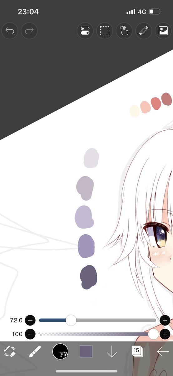 sHIMA531's tweet photo. #ShimAの描き方
髪塗ります。
銀髪の子なので色ついたので塗って白くしました。
そしてここから乗算塗りに移行します。影色は3枚目にある通り。
(と言っても下地が白だと分かりづらいかも)
あと顔気に食わなかったので結合して加筆,位置修正しました。
目を下の方にするとロリくなります(4枚目) https://t.co/7jLXEG6Gv8