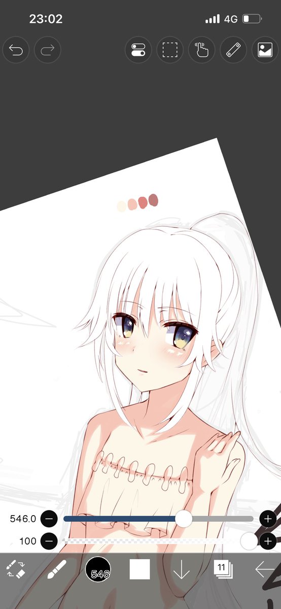 sHIMA531's tweet photo. #ShimAの描き方
髪塗ります。
銀髪の子なので色ついたので塗って白くしました。
そしてここから乗算塗りに移行します。影色は3枚目にある通り。
(と言っても下地が白だと分かりづらいかも)
あと顔気に食わなかったので結合して加筆,位置修正しました。
目を下の方にするとロリくなります(4枚目) https://t.co/7jLXEG6Gv8
