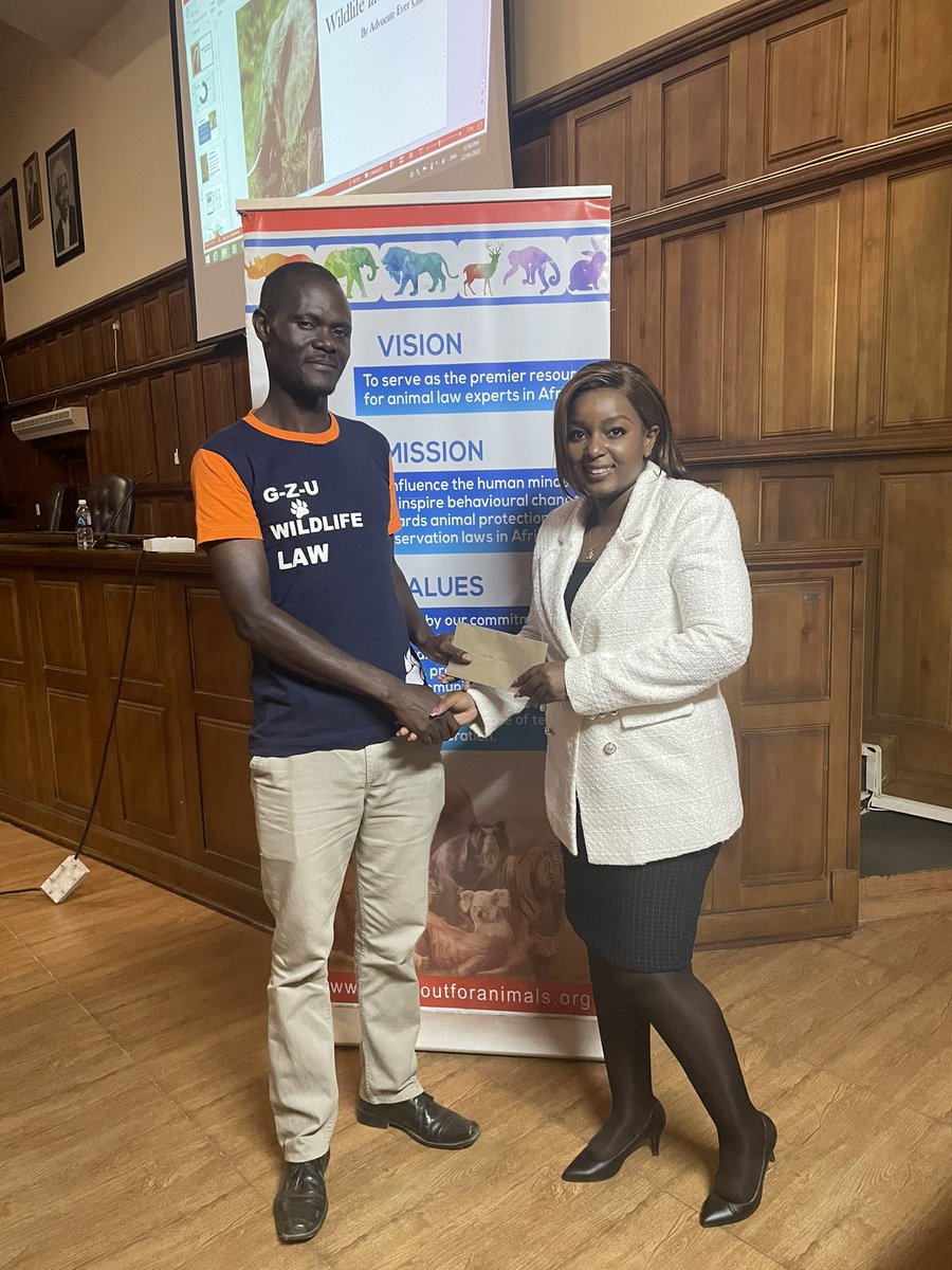 Hardwork pays!! Today we had the Prize Giving Day for the best male and female wildlife students, class of 2022. Petronella and Masimba understood n mastered the subject and I am confident they will shine in this industry. #wildlifelaw class 2022  <a href="/Great/">CyberSafe</a> Zimbabwe University