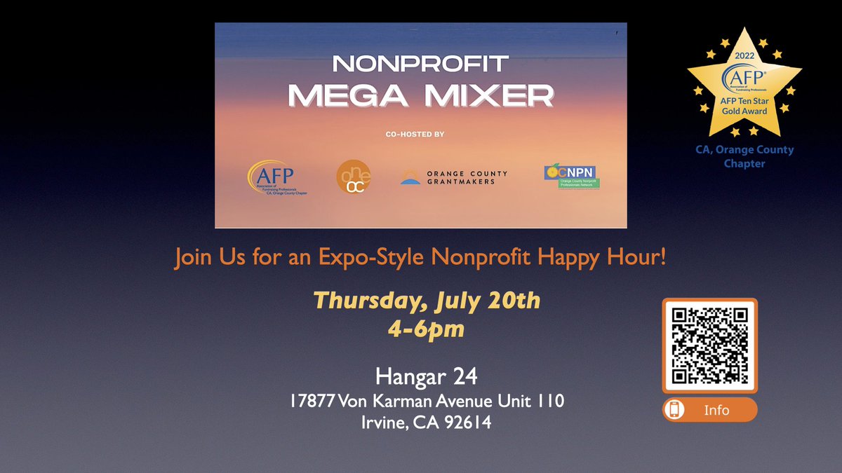 AFPOrangeCounty's tweet image. SAVE THE DATE!
Scan the QR code for details and ticket info.