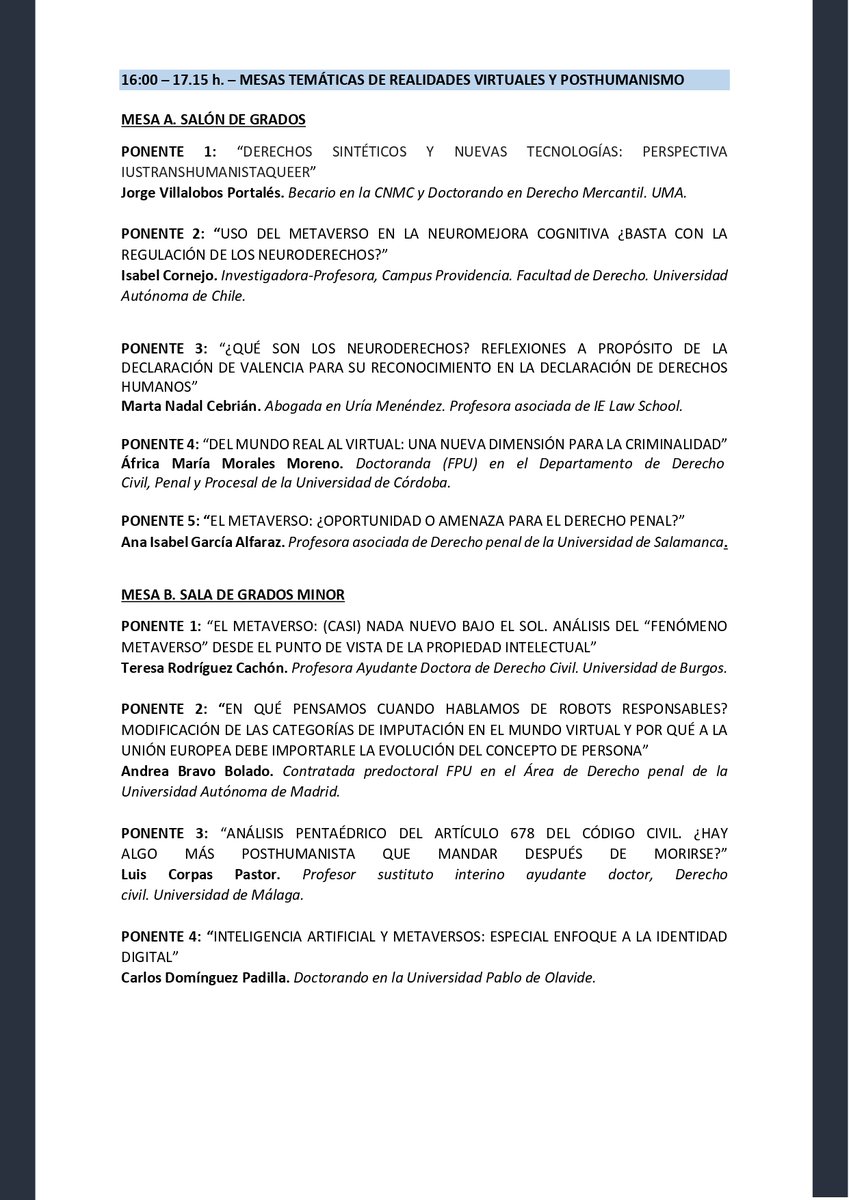 Comparto con gran alegría el Programa de FODERTICS 12, <a href="/foderticsusal/">FODERTICS</a> Más información en fodertics.com <a href="/irenearenal/">Irene GzP</a> <a href="/FacDerechoUsal/">Facultad de Derecho</a>  (1/2)
