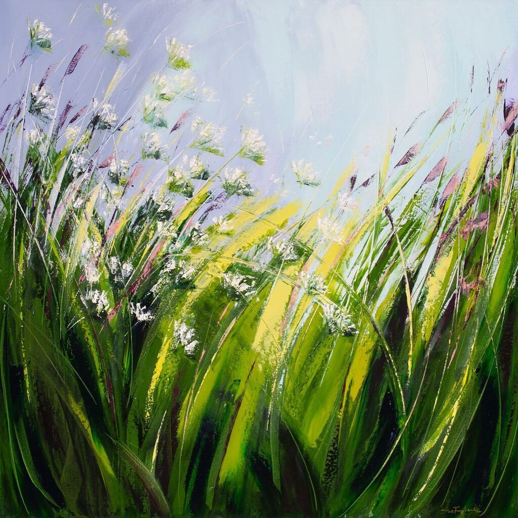 SueRap_Art's tweet photo. I am full of admiration for my customers that have a vision for the artworks they want to bring into their home, especially when it includes a commissioned painting. 

This beautiful commissioned meadow painting now hangs alongside “Golden Glow” (swipe l… https://t.co/G8WMxLpasA https://t.co/M0ublvUXJJ