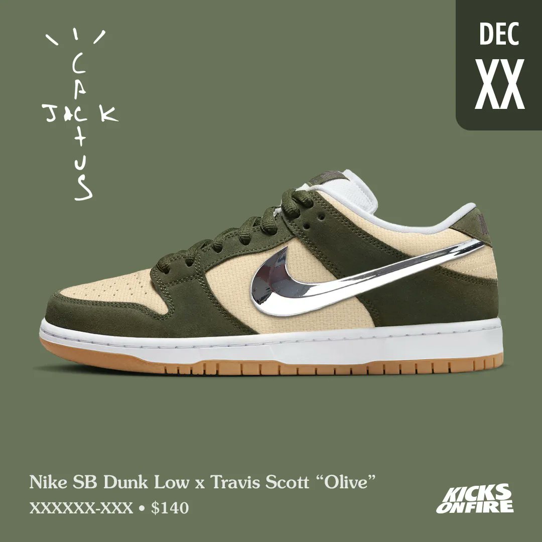 Nike SB Dunk Low x Travis Scott “Olive” 😍🍸 New Travis Scott SB Dunk Low expected for this year