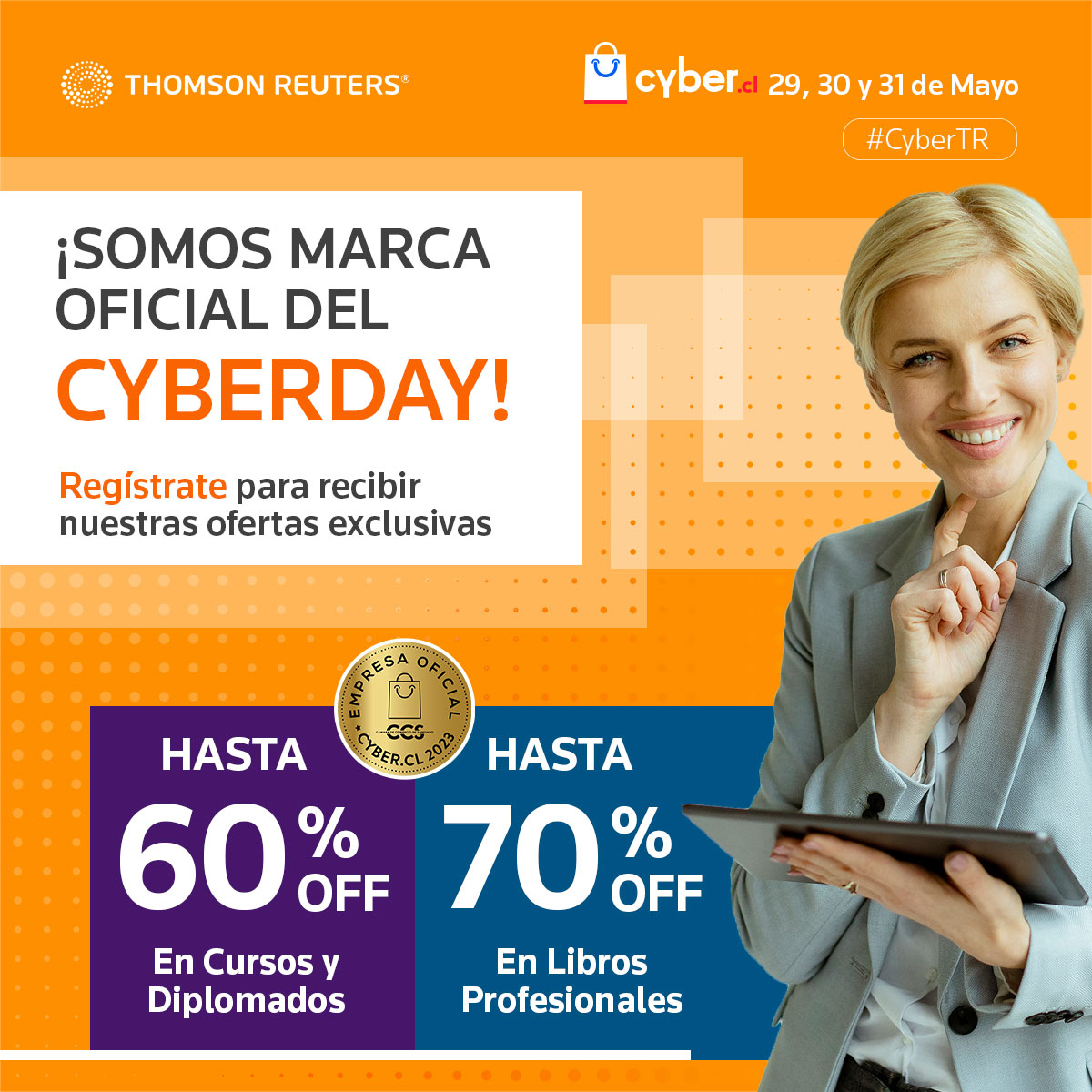 thomsonchile's tweet photo. ¡Emocionantes noticias! Thomson Reuters estará presente en 💣CYBERDAY Chile 💣. Registrate en el link para descubrir nuestras increibles promociones antes que nadie. 💥

Diplomados y cursos: https://t.co/8iW0T03b4t
Libros profesionales: https://t.co/ZPxsC1zZFP

#TRPromo https://t.co/k7gcMiJEQk