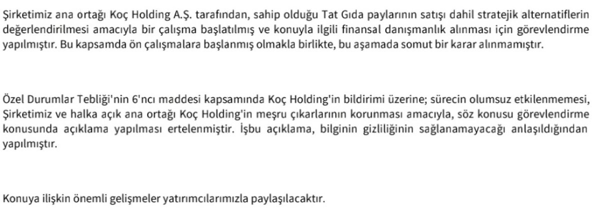 🫰🍀#oyak grubun #kchol iştiraklerinden #tatgd yı alacağına dair söylentiler var

👉Sizce yeni bir hikaye yaratır mı?

✍️#hekts ile bağlantılı olduğunu düşünüyorum %60 paya sahip ve burada da tarım,gelecek politikası nezdinde bir atılım şirketi olacağı kanaatindeyim gerçekleşirse