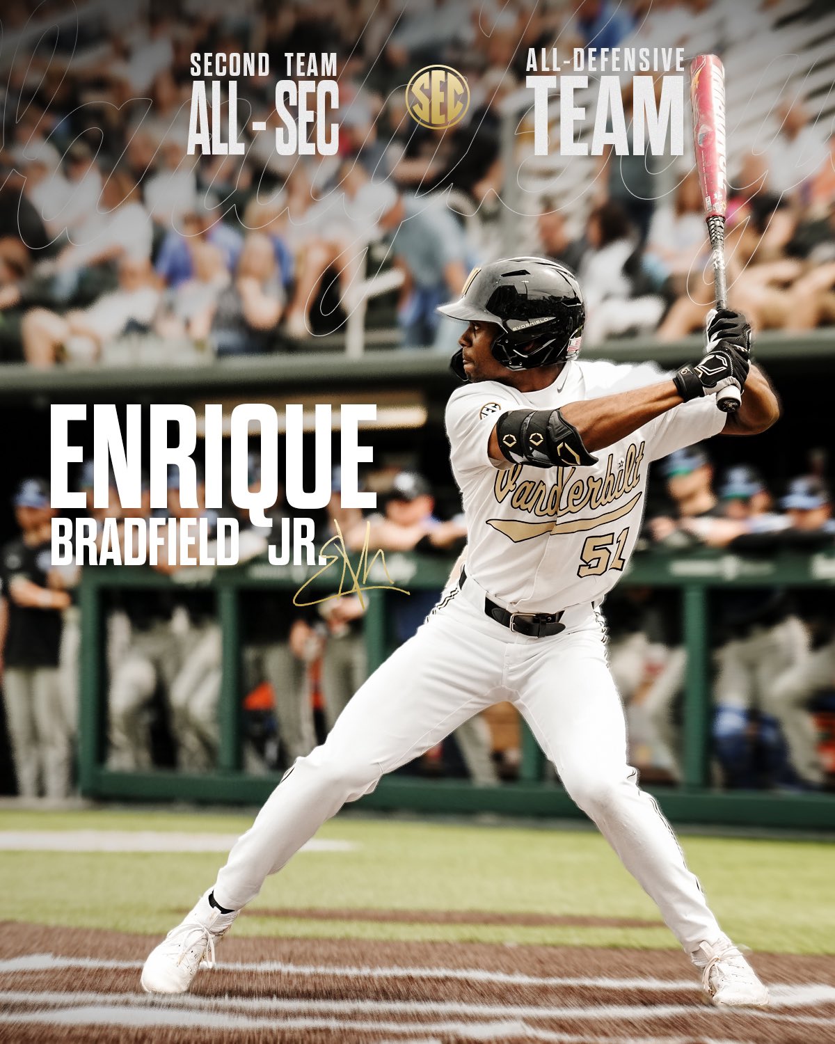 Vanderbilt Baseball on X: 𝐀𝐥𝐥-𝐒𝐄𝐂 honors for @EBradfield20. 🏆  #VandyBoys