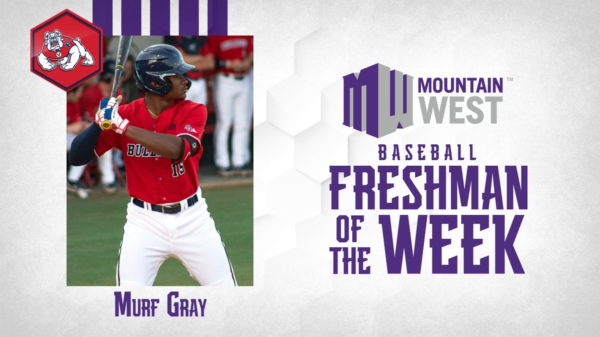 .<a href="/FresnoStateBSB/">Diamond 'Dogs</a>'s Murf Gray picks up his SEVENTH #MWBSB Freshman of the Week award after hitting .462 with six hits, eight RBIs and two runs scored 👊🐶

#AtThePEAK | #GoDogs