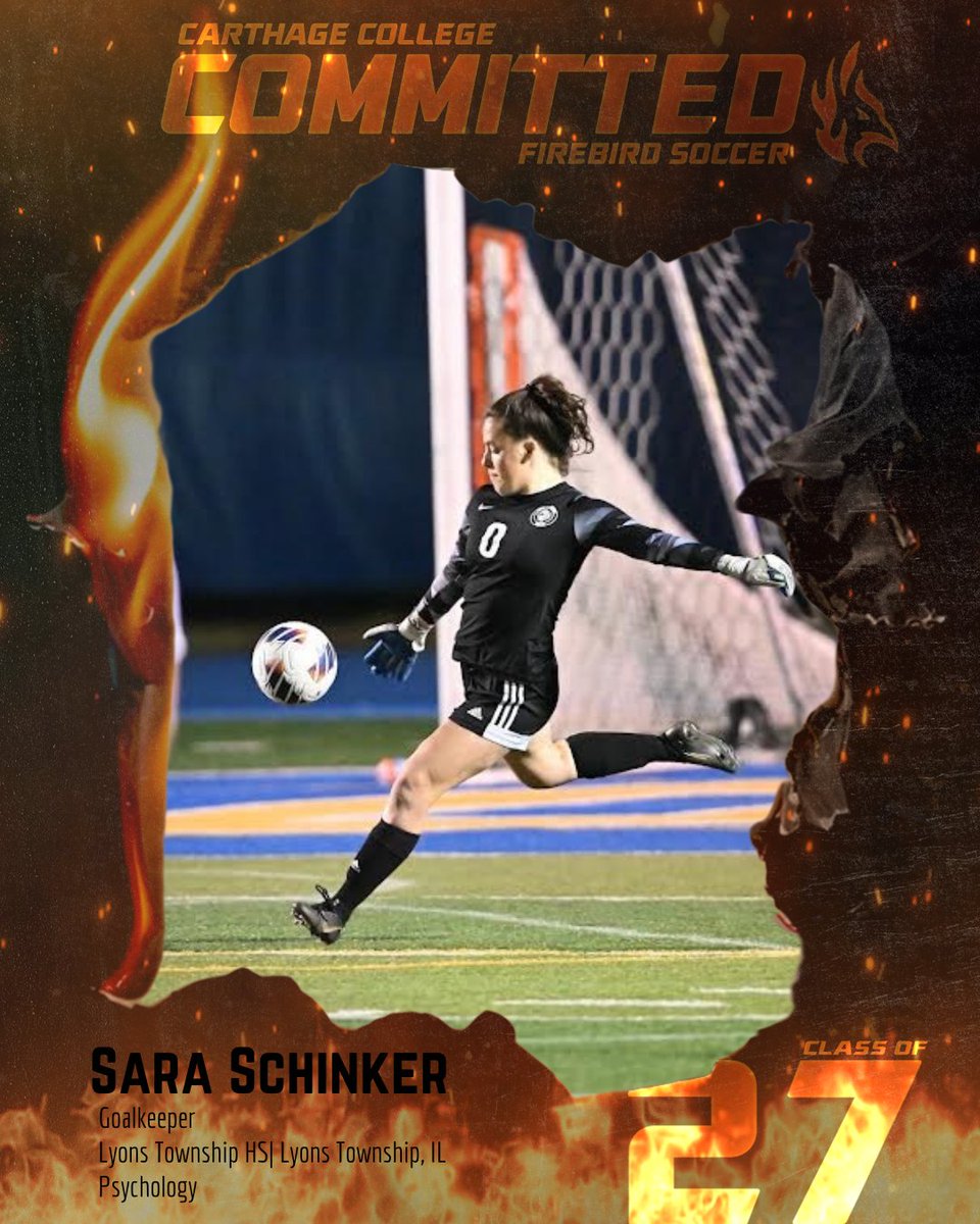 Carthage Soccer (@carthagewsoccer) on Twitter photo ๐ฅ๐จ Future Firebird Alert ๐จ๐ฅ We are excited to welcome Sara Schinker to the Firebird family. Sara is a goalkeeper from La Grange Illinois. She plays for Lyons Township High School and <a href="/ChicagoInter/">Chicago Inter</a>. We are excited to welcome Sara to the Firebird family!!!!
#FutureFirebird ๐ฅ๐จ Future Firebird Alert ๐จ๐ฅ We are excited to welcome Sara Schinker to the Firebird family. Sara is a goalkeeper from La Grange Illinois. She plays for Lyons Township High School and <a href="/ChicagoInter/">Chicago Inter</a>. We are excited to welcome Sara to the Firebird family!!!!
#FutureFirebird