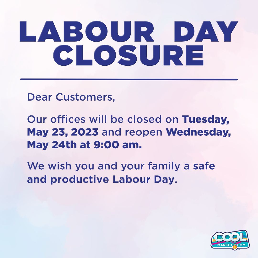🌟 Attention valued customers! 🌟

Please note that CoolMarket will be temporarily closed on Labour Day.

Don't worry, though! We'll be back in action on May 24th with the same exciting products and amazing deals for you. 🛍💥
#LabourDay #coolmarket #shoponlinejamaica