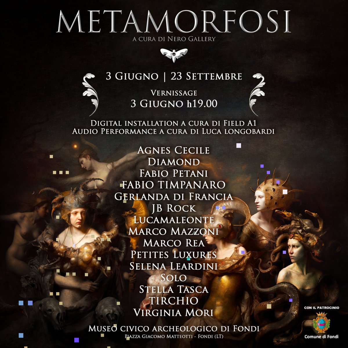 ✨Ｍｅｔａｍｏｒｆｏｓｉ✨

SABATO 3 GIUGNO ore 19.00

presso il MUSEO CIVICO ARCHEOLOGICO DI FONDI