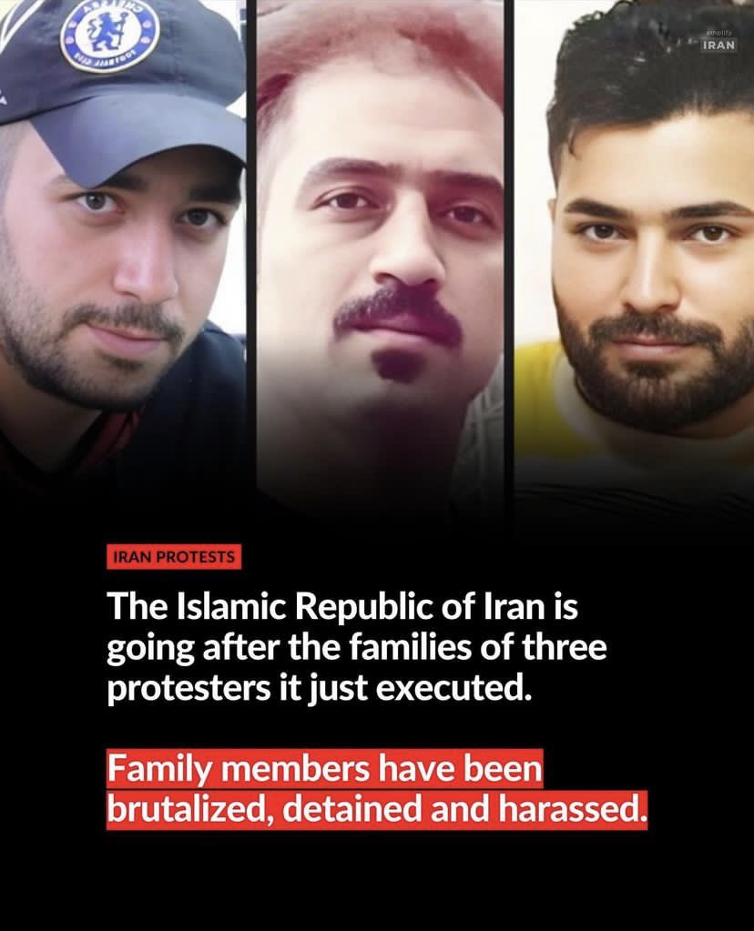 Last week the #IRGCterrorists executed three innocent men after false trials. 

But now the families of #SalehMirhashemi #SaeedYaghoubi #MajidKazemi face horrific beatings and imprisonment for the simple thing of even being related to these victims.

In Iran even grief is a…