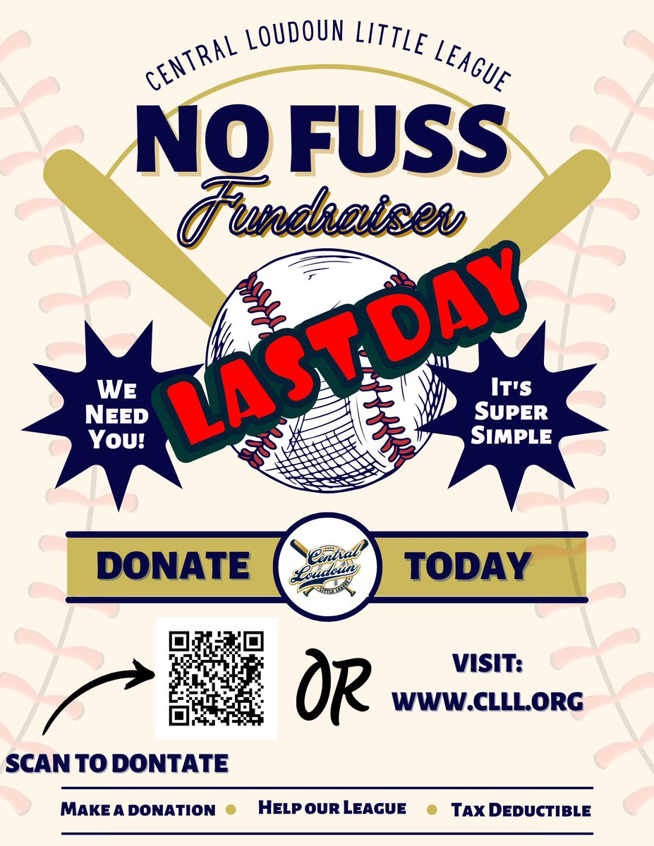 Calling all CLLL families current, past and future.  Help us raise TAX DEDUCTIBLE FUNDS with our no fuss FUNdraiser💛💙 scan the QR code to help make a difference for our little leaguers⚾️