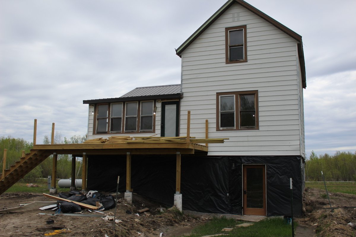 alexmaxwrites's tweet photo. We put the house up on a basement, so that added 800sqft of new construction. The house used to sit on a crawl space, so we had to get creative with the stairway from the basement to the main farmhouse. A fireman's ladder is what ended up working best. https://t.co/5jLdhpGqmy