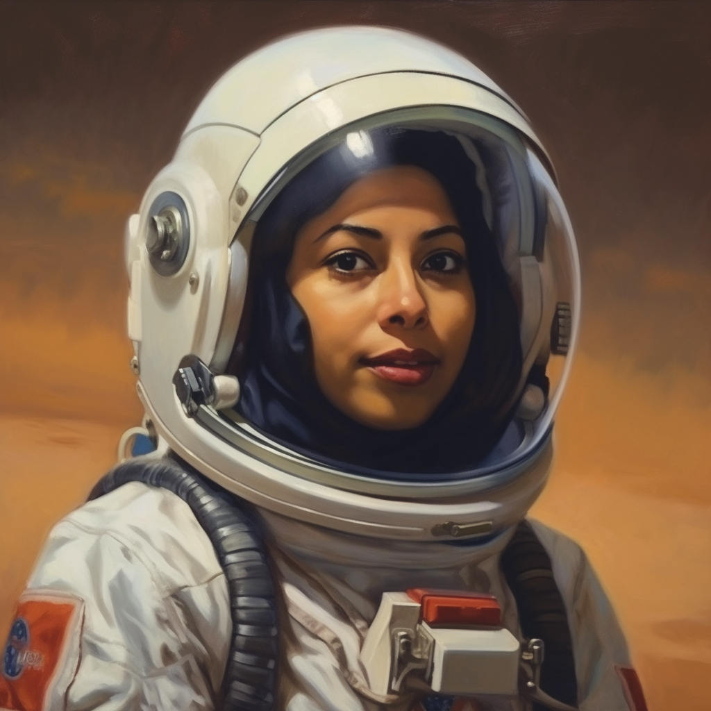 HanyHossameldin's tweet photo. Rayyanah Barnawi, the first female Arab astronaut

#ai #midjourney #ariticialintelligence #dalle #digitalart #codeart #visualrealityart #techart #art #photography #deeplearning #newmediaart #machinelearning #saudiarabia #astronaut #Rayyanah https://t.co/7G8Teq2W9D