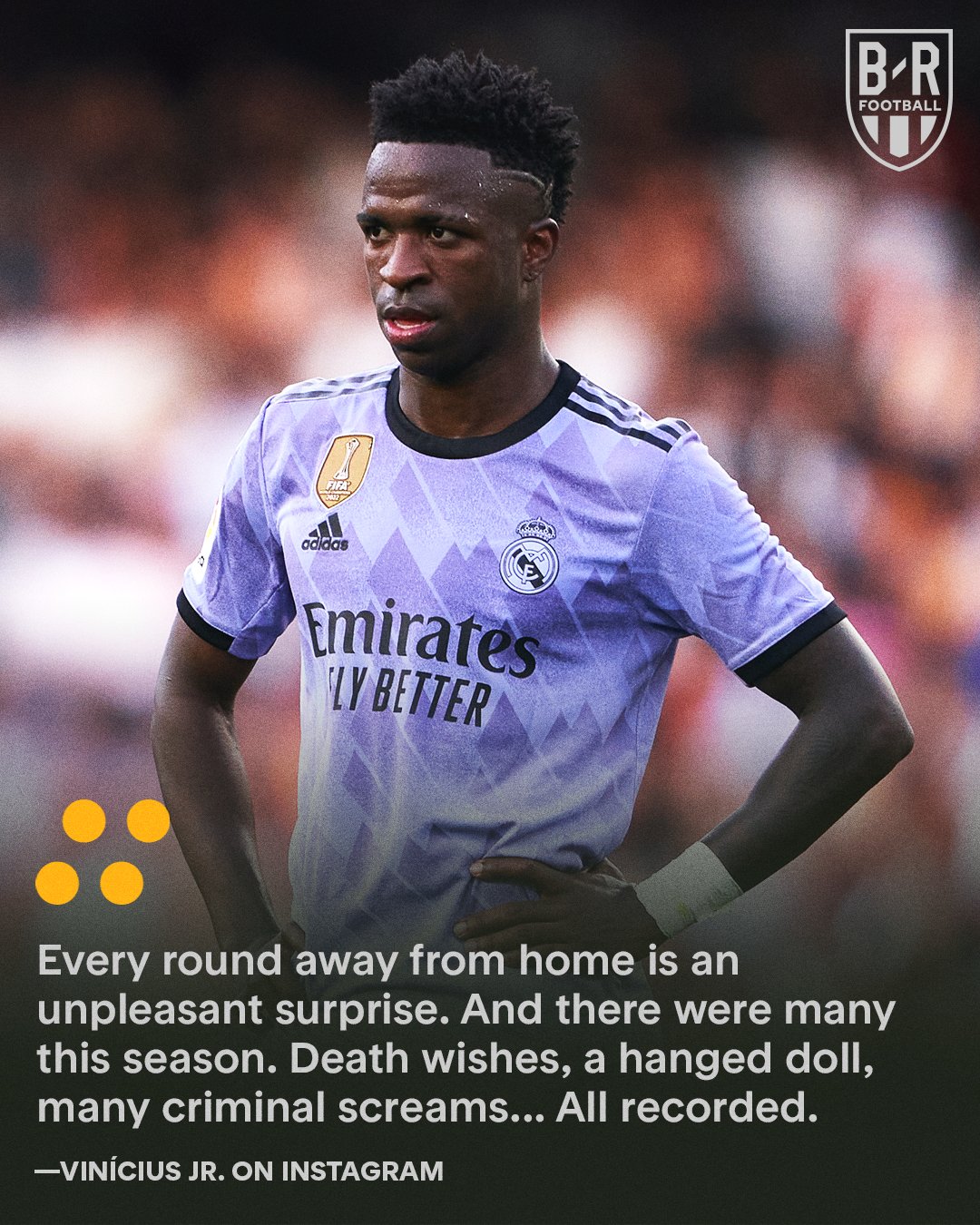 B R Football on X Vinicius Jr. posted footage on Instagram of the racist abuse he receives across La Liga. https t 0lj00Y0NkW X