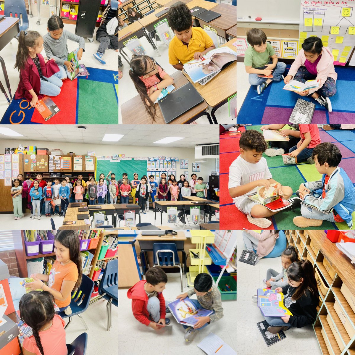 MrsRomero22's tweet photo. La clase de Mrs. Romero visited our friends in 1st grade in Ms. @salasdlr class! 📚 These scholars read to their buddies, asked questions about the text, wrote reflections and gave feedback! I see many future educators in the making! ♥️📚👩🏻‍🏫 @RaymondES_AISD https://t.co/19g7DiRlp7