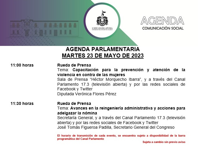 LegislativoJal: #AGENDA