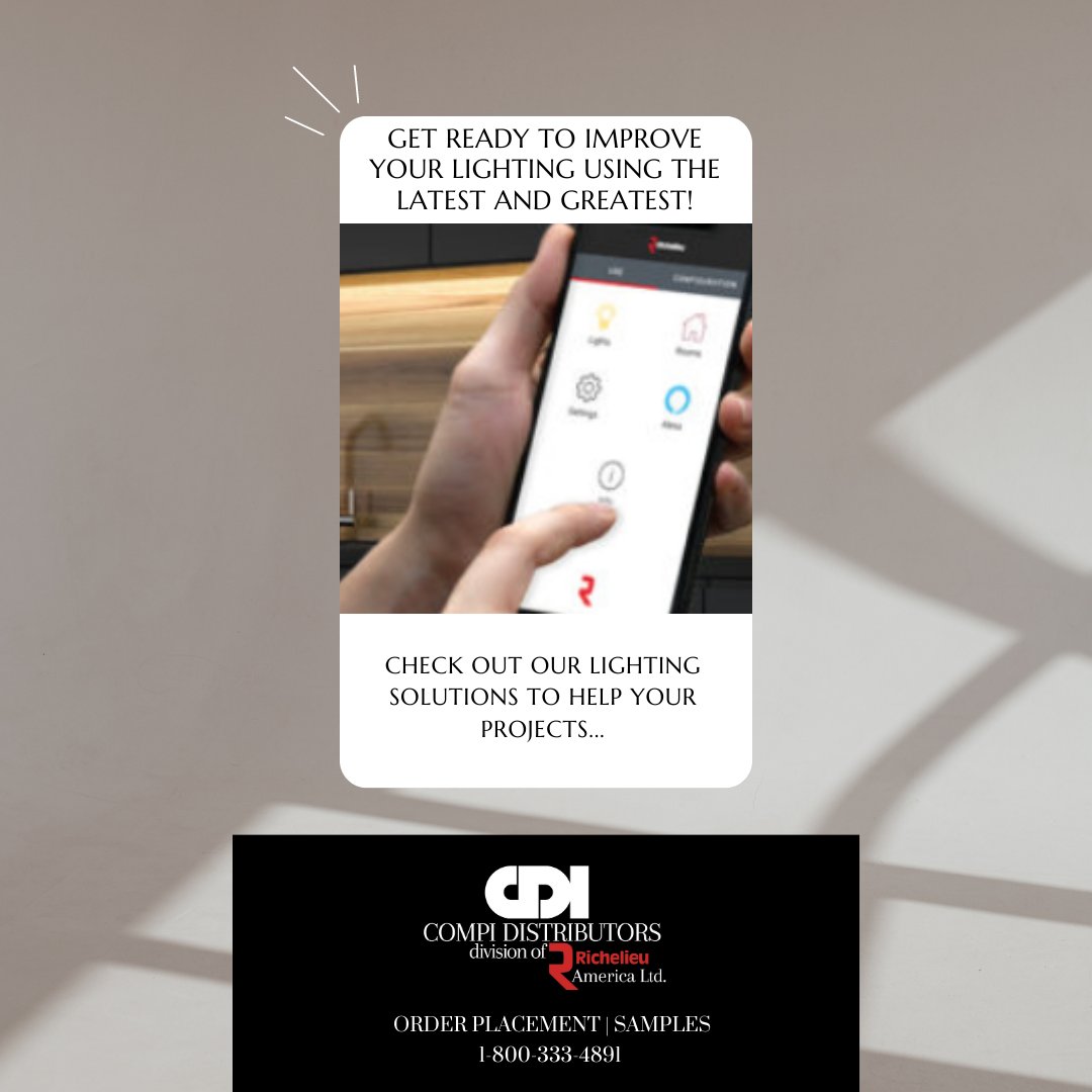 CompiDistInc's tweet image. Light Up with the Latest & Greatest only from the Best in the industry with Richelieu!
Compi Distributors, a Division of Richelieu America LTD.
Website | CompiDistributors.com
Website | Richelieu.com
Phone| 1-800.333.4891