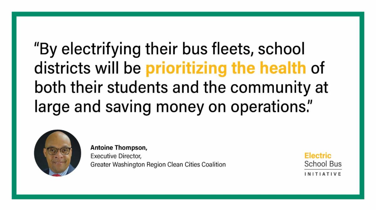 'By electrifying their bus fleets, school districts will be prioritizing the health of both their students and the community at large and saving money on operations' -Antoine M Thompson, GWRCCC Executive Director

#GWRCCC #CleanSchoolBuses #CleanTransportation #CommunityHealth