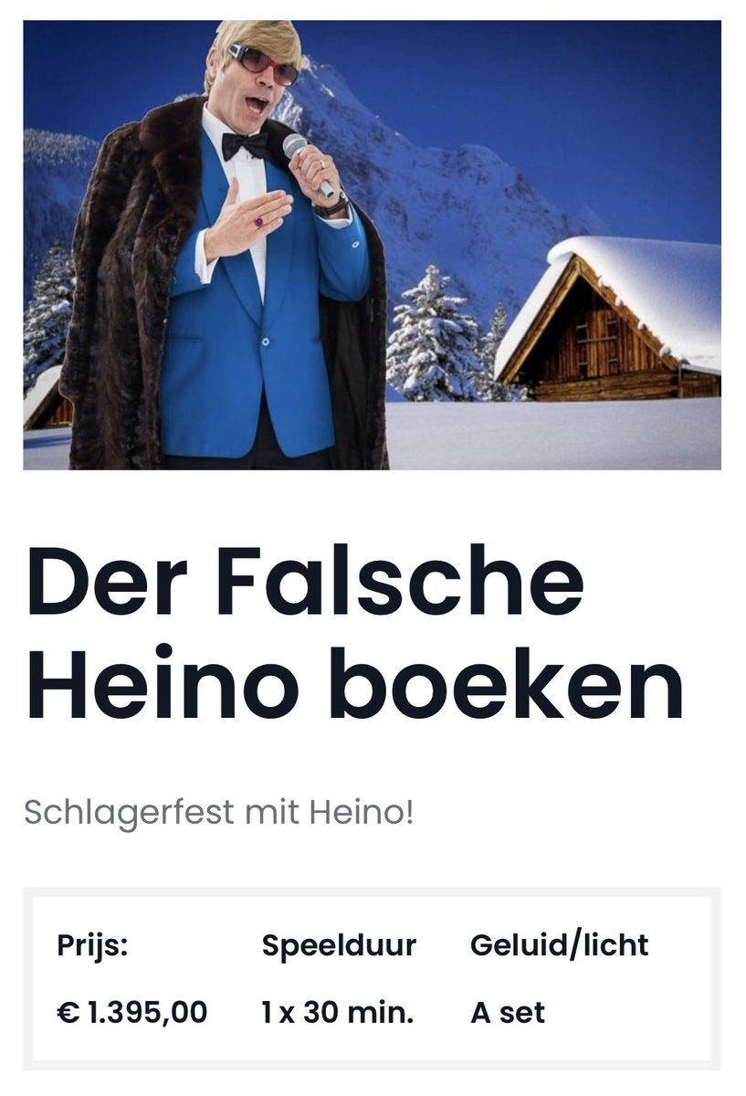 ErikSpijkerman's tweet photo. Zou er nog budget zijn voor een optreden van de echte Heino tijdens de ‘housewarmings BBQ’? Denk ‘t niet….. dan maar de lookalike….. #kopenzonderkijken https://t.co/7qTy9lltWD