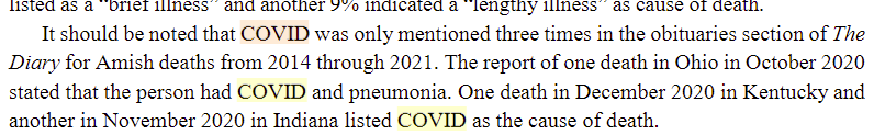 It's very simple to prove that the US response to COVID was completely inept. There are >50,000 unvaccinated Amish in Lancaster, PA. I will pay $2,500 to the first person who can prove there were more than 5 of them who died from COVID from 2020 to the present. You have to post