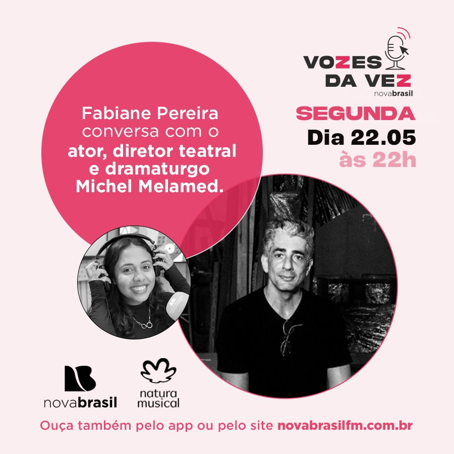 novabrasilfm's tweet photo. O Vozes da Vez dessa semana é com o ator, apresentador, diretor teatral e dramaturgo Michel Melamed, papo embalado pela trilha sonora dos Los Hermanos.
Às 22 horas na novabrasil 📻 https://t.co/KRPHB1zDKI