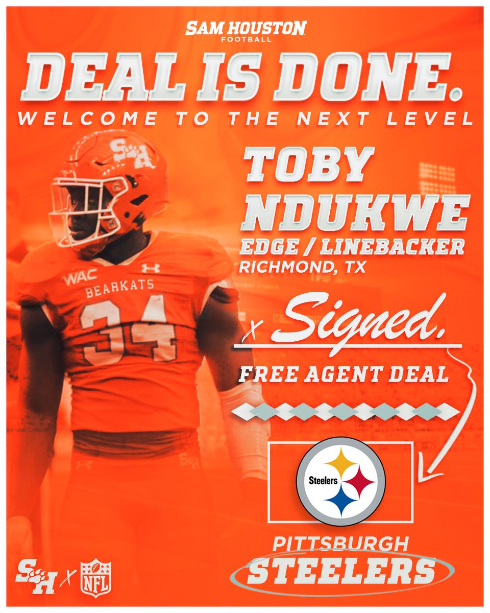 After a successful Rookie Mini-Camp, @_tobennaa is officially Steel City bound after signing a deal with the @steelers! #EatEmUpKats #NFLKats