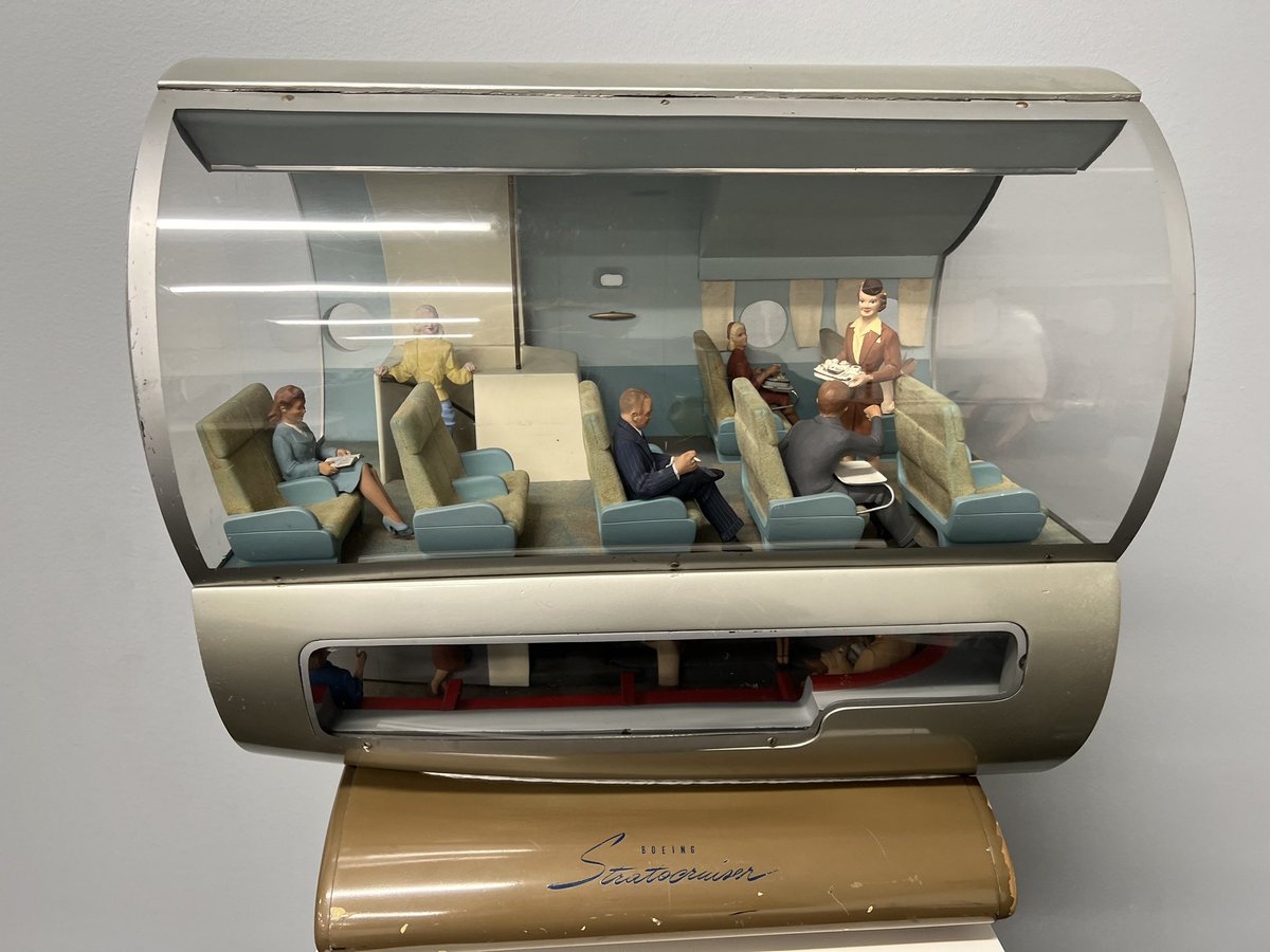 SpaethFlies's tweet photo. Stunning vintage @BoeingAirplanes #Stratocruiser cabin model with underfloor lounge #TreasuresOfBoeing #avgeek https://t.co/ej1zqXMBbc
